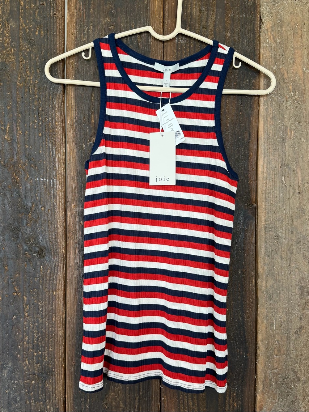 Joie Red, White & Navy Striped Ribbed Tank